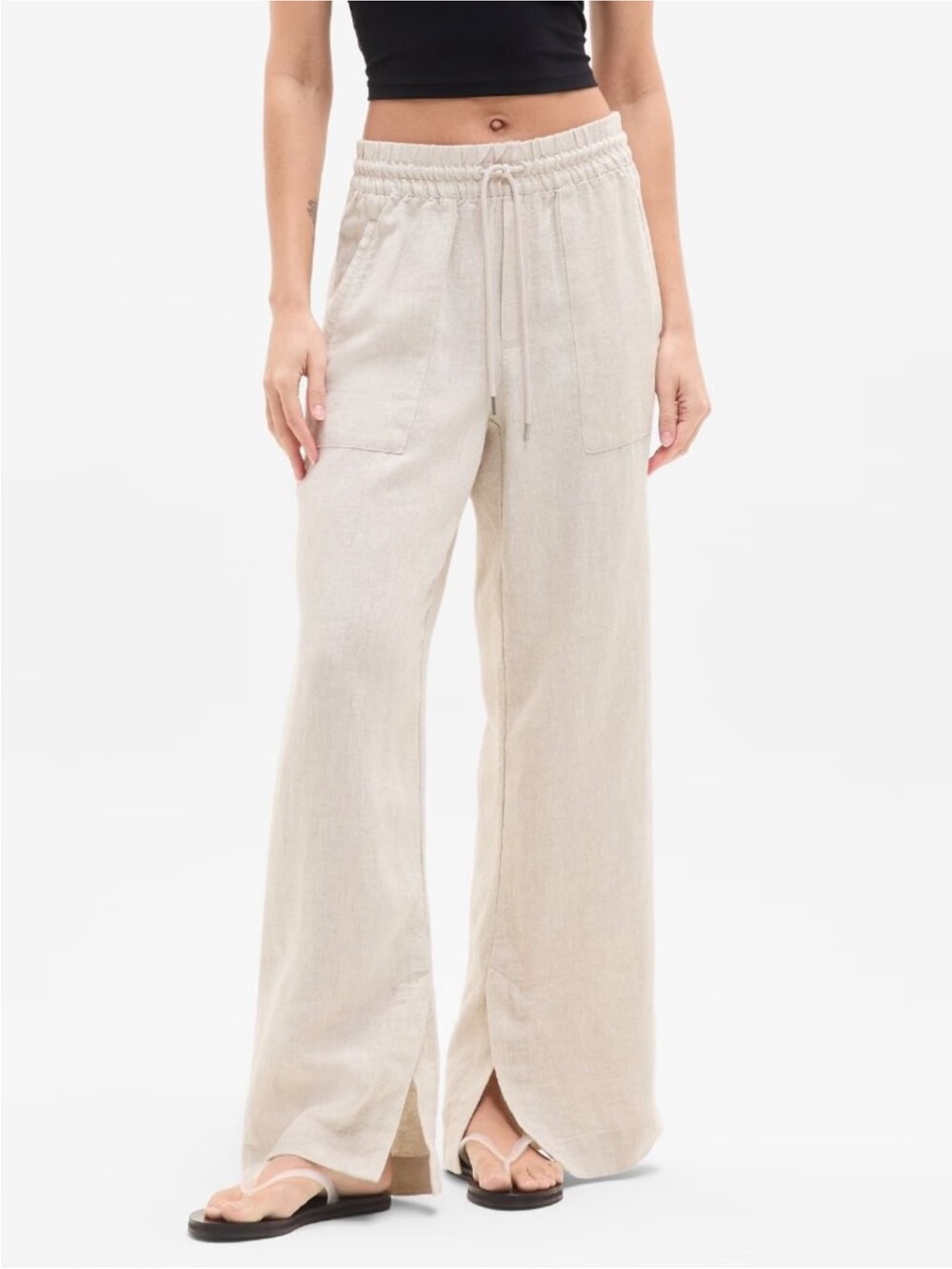 Athleta Retreat Linen High Rise Wide Leg Pant Size 1X